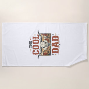 Cool Dad Western Longhorn Skull Vintage Shirt Desi Beach Towel