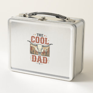 Cool Dad Western Longhorn Skull Vintage Shirt Desi Metal Lunch Box