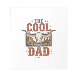 Cool Dad Western Longhorn Skull Vintage Shirt Desi Notepad