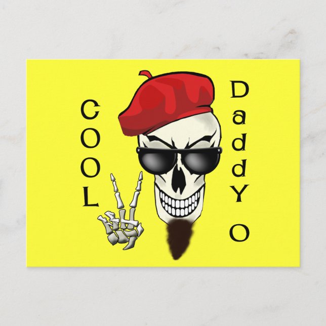 Cool Daddy - O Beatnik Skull Postcard (Front)