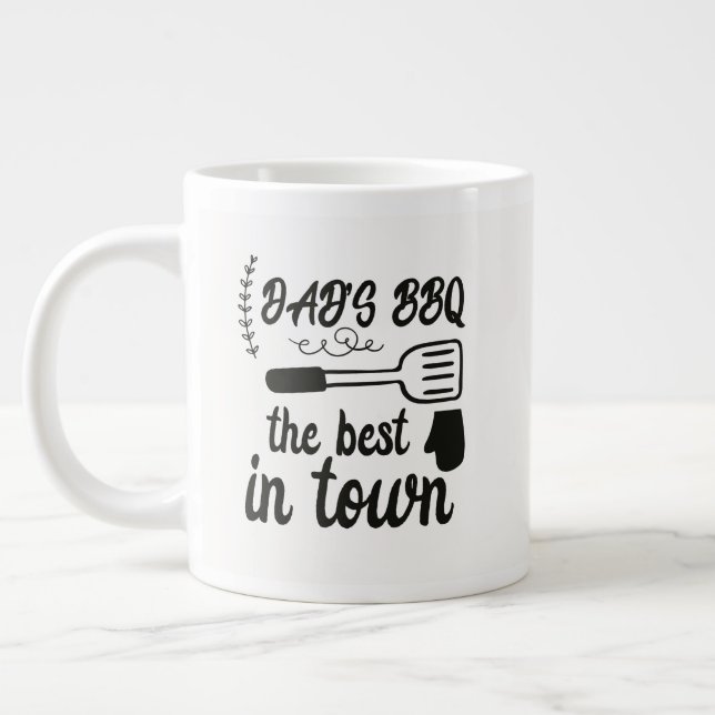 Cool Dad's BBQ word art  Large Coffee Mug (Left)