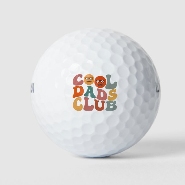 Cool Dads Club Dad Father's Day Retro Groovy Golf Balls (Front)