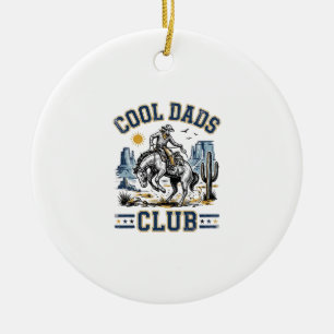Cool Dads Club Vintage Cowboy Western Shirt Design Ceramic Tree Decoration