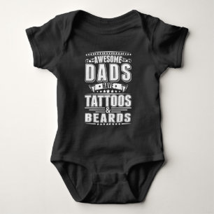 Cool Dads Tattoo Beard Moustache Inked Father Baby Bodysuit