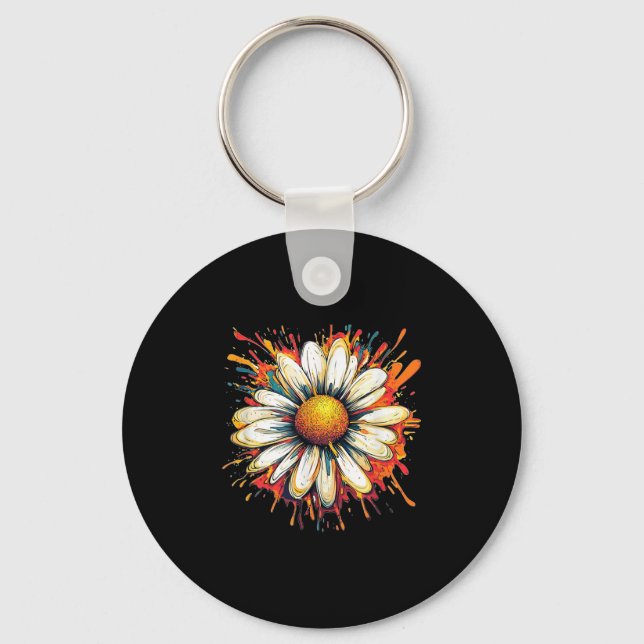 Cool Daisy With Blossoms For A Nice Summer Look  Key Ring (Front)