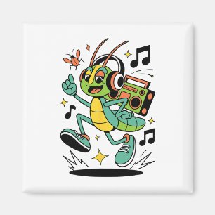 Cool Dancing Cricket With Headphones Retro Style B Magnet