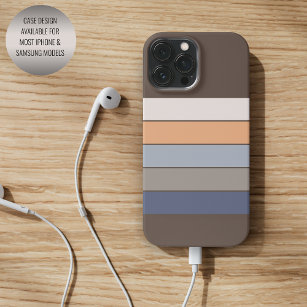 Cool Dark Blue Beige Orange Grey Art Stripes iPhone 15 Pro Max Case