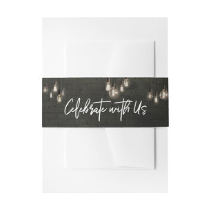 Cool Dark Bricks Edison Lights Celebrate with Us Invitation Belly Band