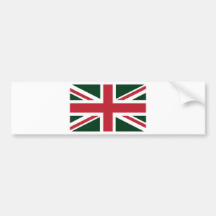 Cool Dark Green Red Union Jack British(UK) Flag Bumper Sticker