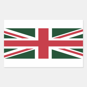 Cool Dark Green Red Union Jack British(UK) Flag Rectangular Sticker