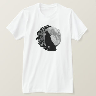 Cool Dark Wolf Black Full Moon Star Retro Magic T-Shirt