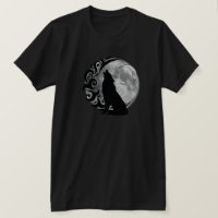 Cool Dark Wolf Black Full Moon Star Retro Magic