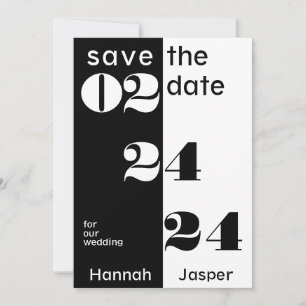 Cool Date Numbers Typography Black Wedding Save The Date