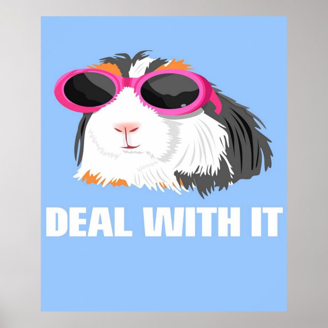 Cool Deal With It Guinea Pig Lovers Gift Poster (Front)