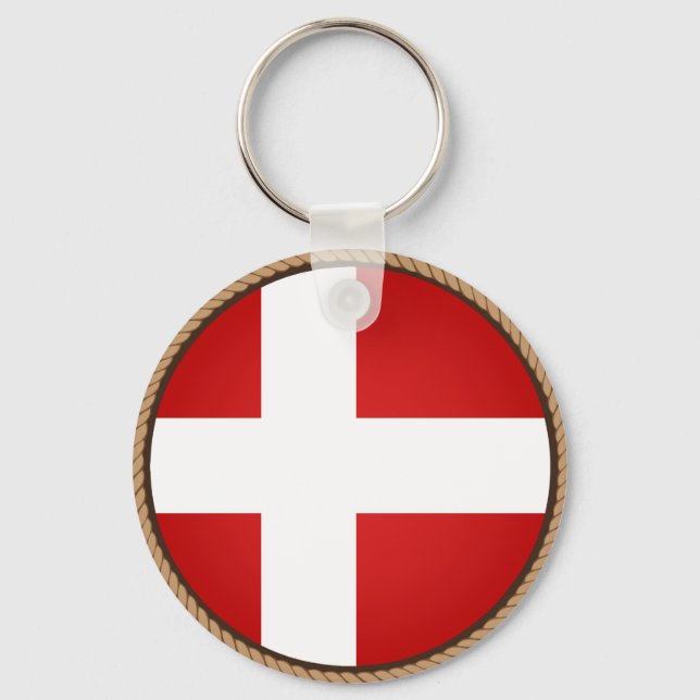 Cool Denmark Flag Seal Key Ring (Front)