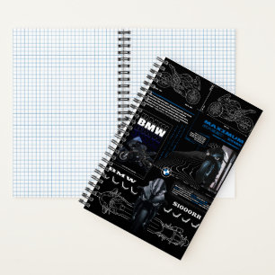 Cool design of BMW S1000RR motorcycle on notebook. Notebook