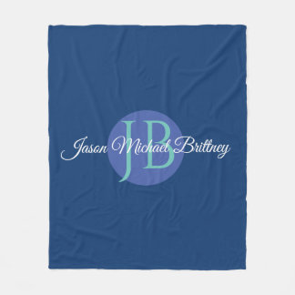 Cool Design Personalise Kid's Name & Monogram Fleece Blanket