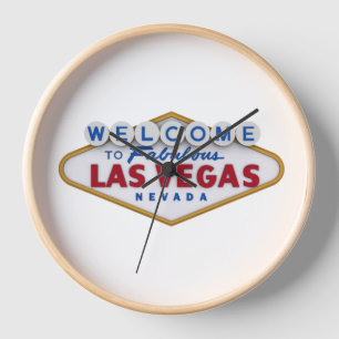 cool designer wall clock welcome to las vegas