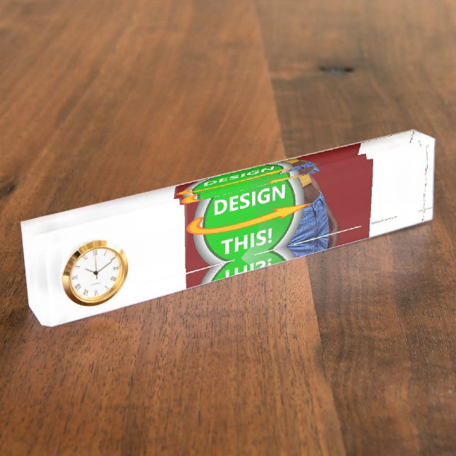 COOL! Desk Nameplate with Clock - Custom (Side)