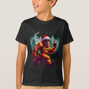 Cool Devil Horns Sasquatch Holiday Lights Christma T-Shirt