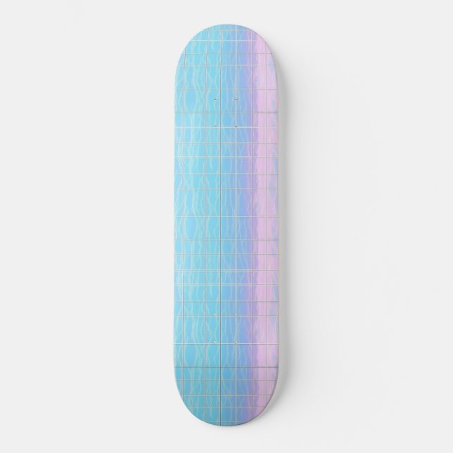 Cool Digital Vaporwave Poolcore Pink Blue Pattern Skateboard (Front)