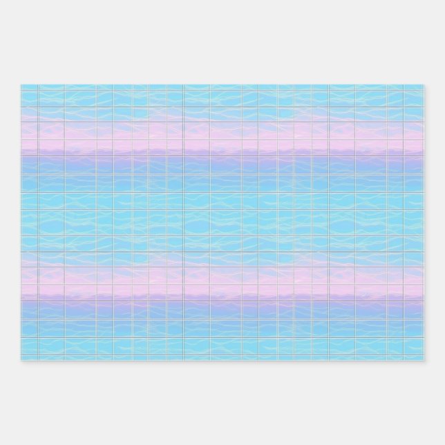 Cool Digital Vaporwave Poolcore Pink Blue Pattern Wrapping Paper Sheet (Front)