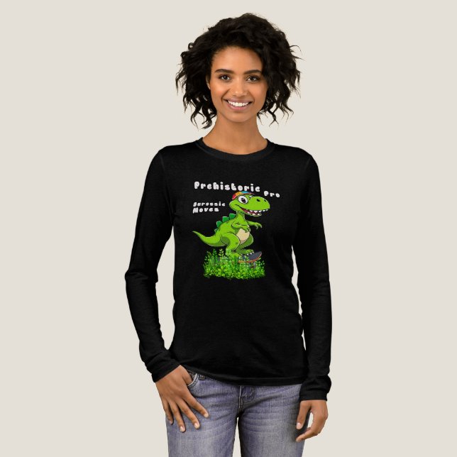 Cool Dino on a Skateboard Tri-Blend Shirt (Full Front)