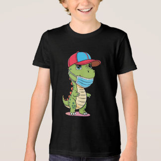 Cool Dino with Cap and Mask Kids Tri-Blend Shirt