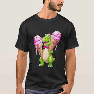 Cool Dino with Ice Cream – Fun Cartoon T-Shirt