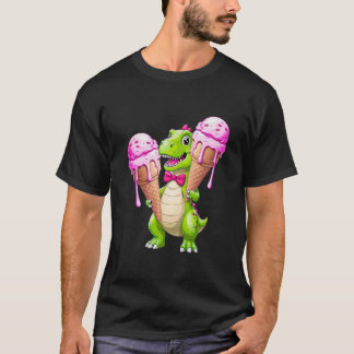 Cool Dino with Ice Cream – Fun Cartoon T-Shirt