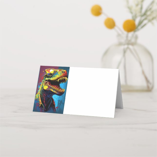Cool Dinosaur Folded Place Card (Front)