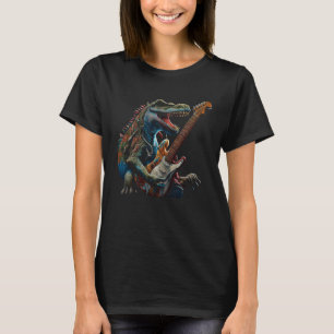 Cool Dinosaur Guitar Graphic T-Shirt