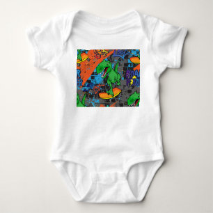 Cool Dinosaur Skateboard Seamless Pattern Baby Bodysuit