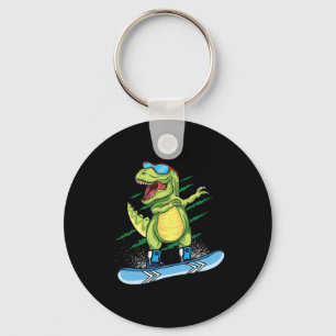 Cool Dinosaur Snowboarding Skiing Dabbing T Rex Sn Key Ring