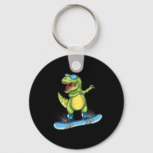 Cool Dinosaur Snowboarding Skiing Dabbing T Rex Sn Key Ring