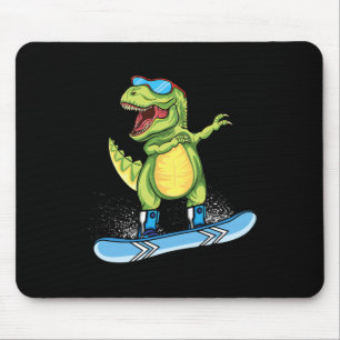 Cool Dinosaur Snowboarding Skiing Dabbing T Rex Sn Mouse Pad