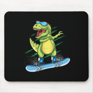 Cool Dinosaur Snowboarding Skiing Dabbing T Rex Sn Mouse Pad