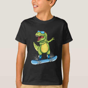 Cool Dinosaur Snowboarding Skiing Dabbing T Rex Sn T-Shirt
