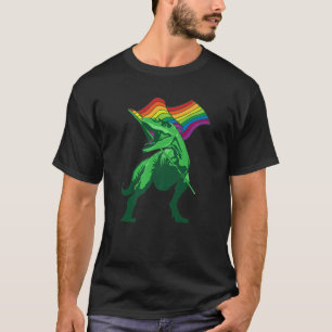 Cool Dinosaur With LGBT Flag Funny Dino Rainbow Sy T-Shirt
