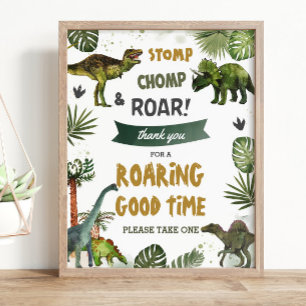 Cool Dinosaurs Jurassic Birthday Party Thank You  Poster