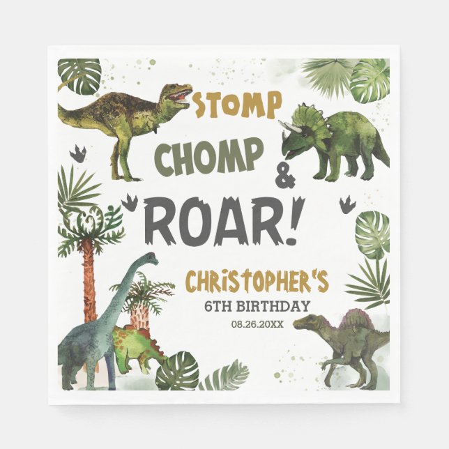 Cool Dinosaurs Jurassic Boy Birthday Party  Napkin (Front)