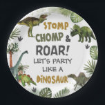 Cool Dinosaurs Jurassic Boy Birthday Party  Paper Plate<br><div class="desc">Personalise these roar-some Dinosaur Birthday Party paper plates with your own wording and details easily and quickly,  simply press the Edit Using Design Tools button to further re-arrange and format the style and placement of the text.  Great for any age!
(c) The Happy Cat Studio</div>