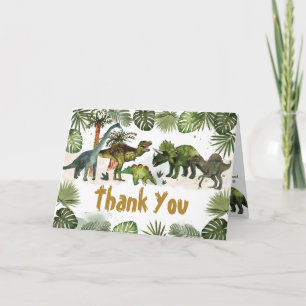 Cool Dinosaurs Jurassic Boy Birthday Party Thank You Card