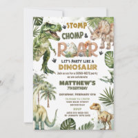 Cool Dinosaurs Jurassic Greenery Roarsome Birthday