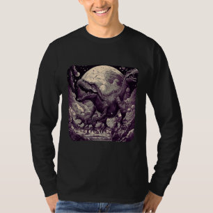 Cool Dinosaurs Space Graphic Fantasy Art T-Shirt