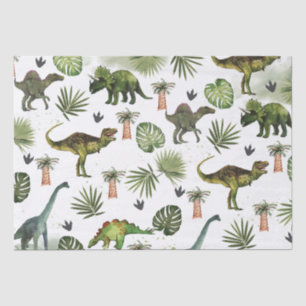 Cool Dinosaurs T-Rex Jurrasic Greenery Decoupage Tissue Paper
