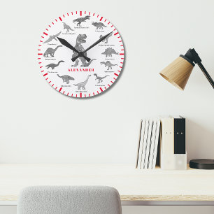 Cool Dinosaurs with names Personalised Round Clock
