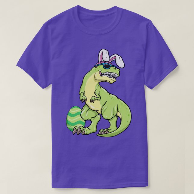 Cool dinosur as a easter bunny with a easter egg T-Shirt (Design Front)