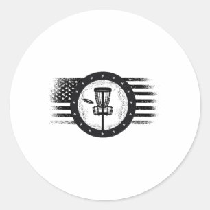 Cool Disc Golf Sport Usa Grunge Flag - Disc Golf  Classic Round Sticker