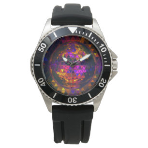 Cool Disco Ball Rainbow Stained Glass Print Watch